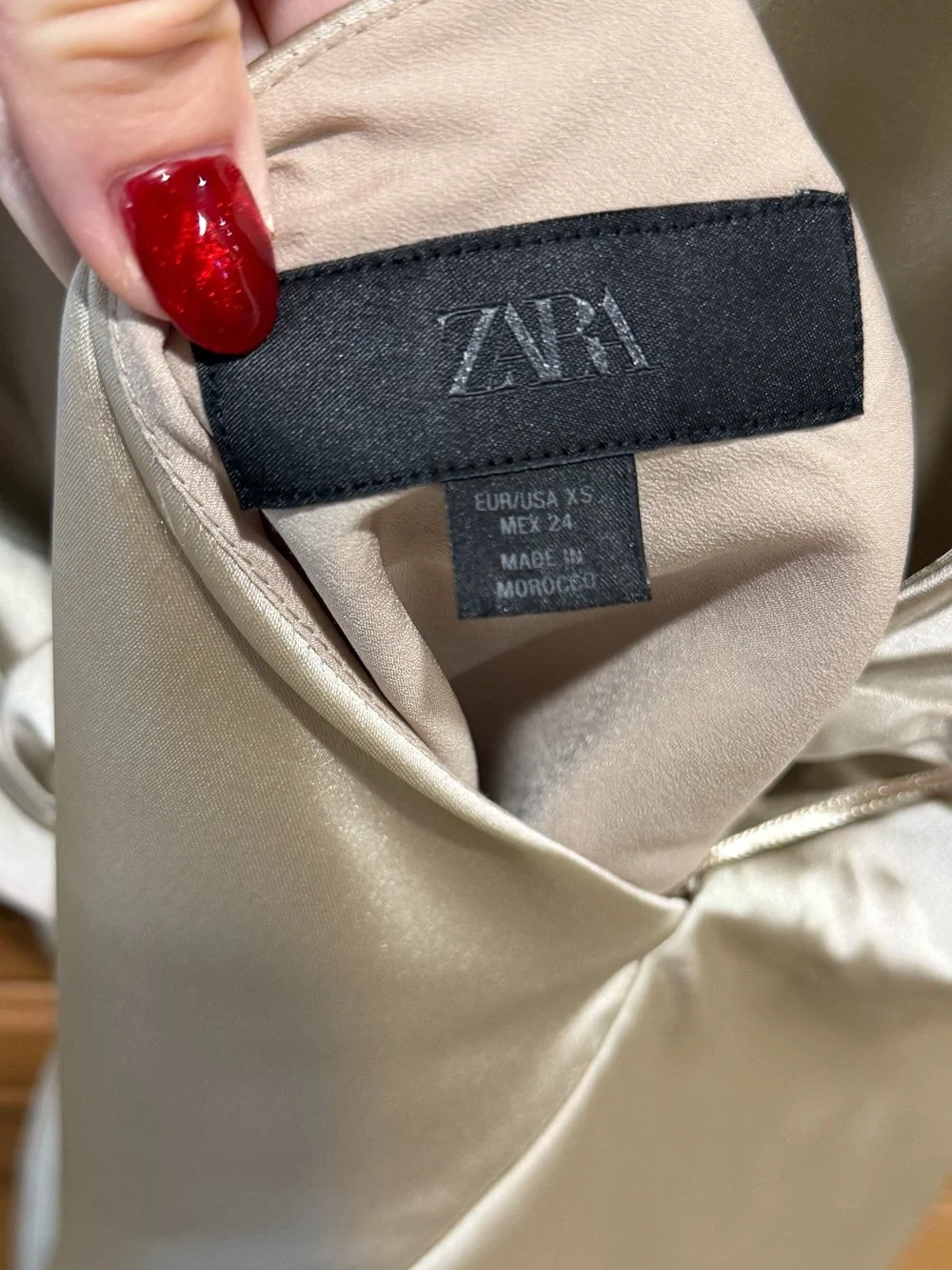 Zara Satin Cowl Neck Mini Dress in Cream
